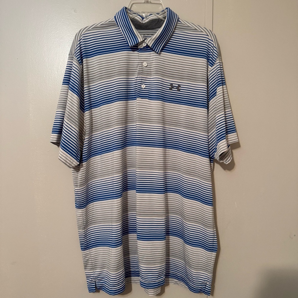 Under Armour Men’s Loose HeatGear Striped Polo - Picture 1 of 4